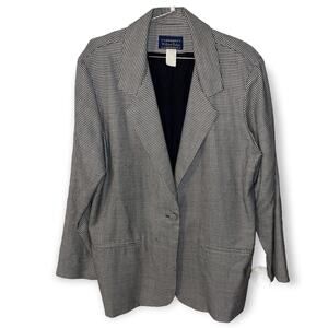 Vintage Willow Ridge Blazer Plaid Boxy Boyfriend  Houndstooth 1980s